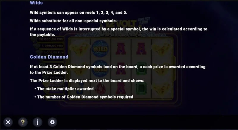 12 Volt Diamonds - set di simboli Wild e paganti sulla griglia
